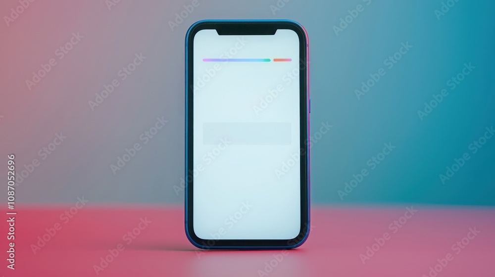 Aufkleber seo ranking mobile concept. a smartphone displaying a blank search screen against a colorful gradien