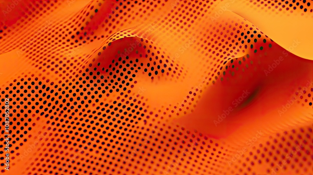 Poster abstract orange textured surface with dotted pattern and wavy form.