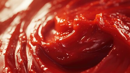 Obraz premium Close-up of swirling, vibrant red tomato sauce texture.