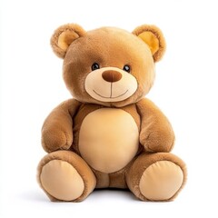 A chubby adorable teddy bear plush toys rich expressions including happiness, staring, and smiles isolated on white background