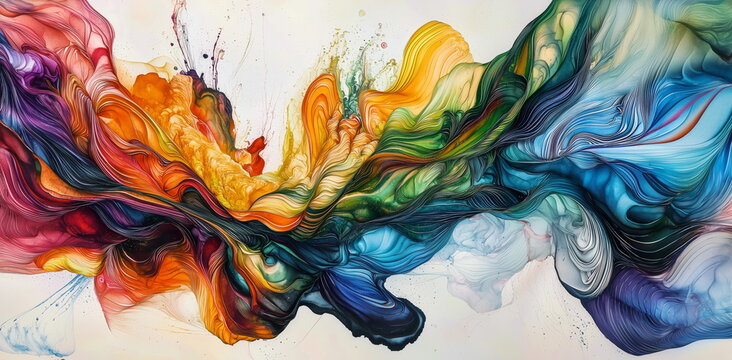 Abstract brewing and bubbling color of paint abstract background. Intricate swirls and bubbles of color. clash of thoughts and cultures. generative AI background.