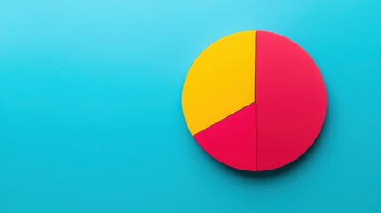 SEO ranking mobile concept. A colorful pie chart on a teal background, showcasing segments in pink, yellow, and red, representing data visualization.