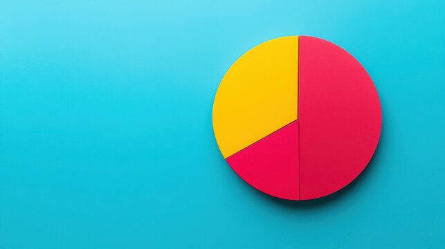 SEO ranking mobile concept. A colorful pie chart on a teal background, showcasing segments in pink, yellow, and red, representing data visualization.