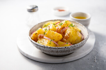 Homemade potato salad with red onion