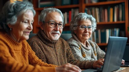 A group of seniors attending an online safety workshop, listening attentively as an instructor explains how to identify and avoid online fraud.