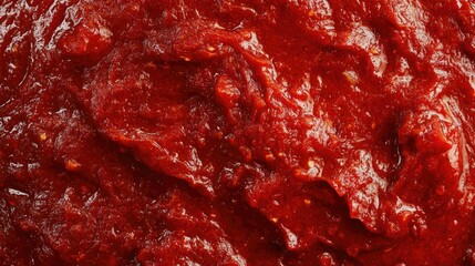 Obraz premium Close-up of red, textured tomato sauce.