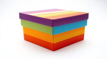 Joyful rainbow gift box, vibrant colors cheerful present