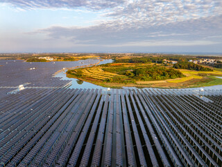 Aerial view of solar photovoltaic panels array