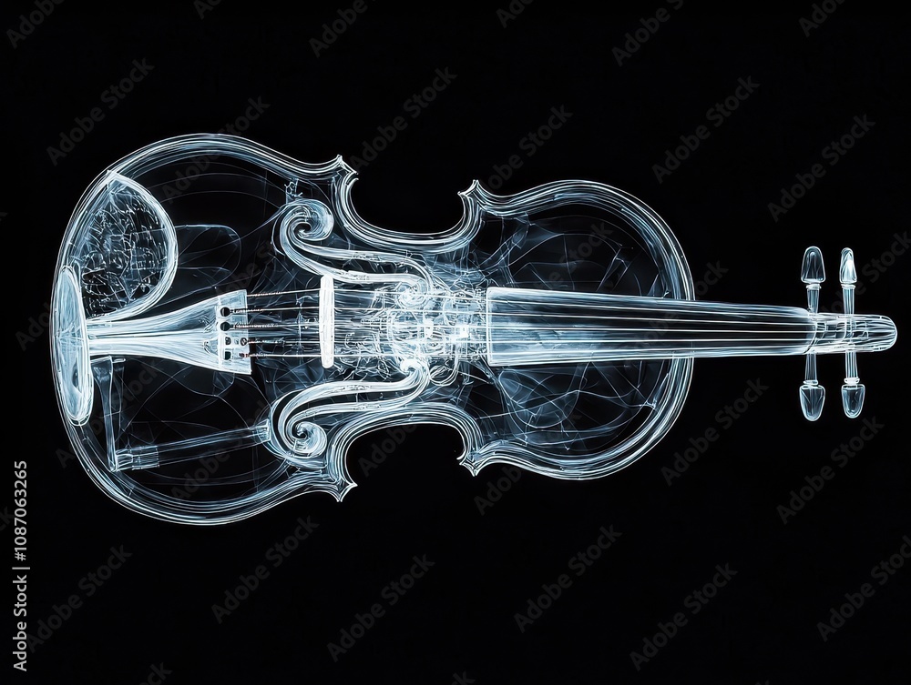 Aufkleber stunning x-ray view of a violin showcasing intricate internal structure and design, highlighting the