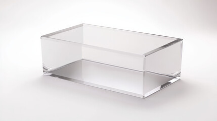 Empty transparent acrylic box clear rectangular container storage display minimalist modern simple clean geometric box acrylic plastic transparent showcase object product presentation studio white