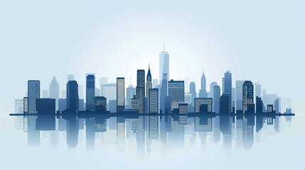 Misty dawn over a futuristic city skyline surrounded by clouds at sunrise  Modern skyline building banner with eye catching view 

