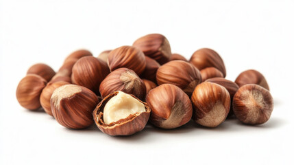 Obraz premium cracked Hazelnuts isolated on white background, 