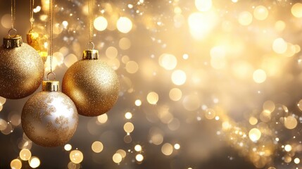 Stylish background with golden lights and sparkles, creating a luxurious, refined New Year atmosphere, ideal for high-end events.