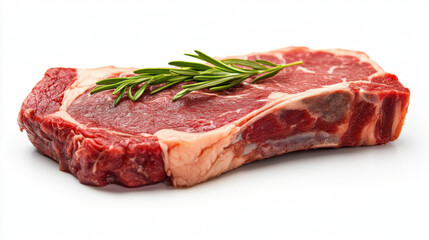 Fototapeta premium Raw beef rib steak isolated on white background