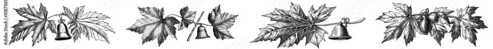 Aufkleber this is an elegant and simple illustration of a maple leaf, designed with a continuous black line.