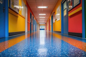 Colorful school corridor invites students to learning and exploration