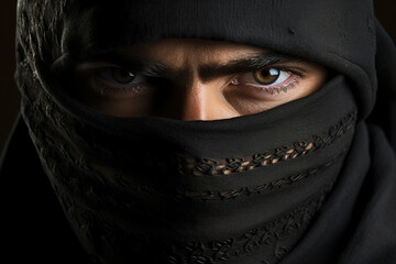 Generative AI illustration of secret agent spy person classic spy movie stylish action clothes scene