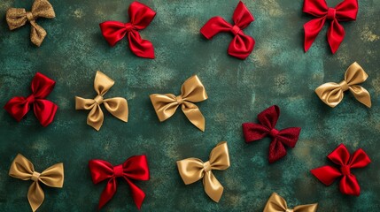 christmas background with red and golden vibrant ribbons, xmas wallpaper