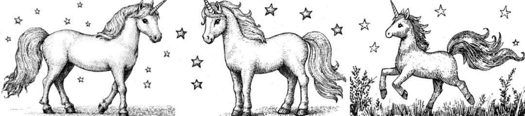 Obraz premium This is a cute handpainted watercolor illustration of a fairy unicorn.