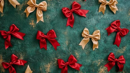 christmas background with red and golden vibrant ribbons, xmas wallpaper