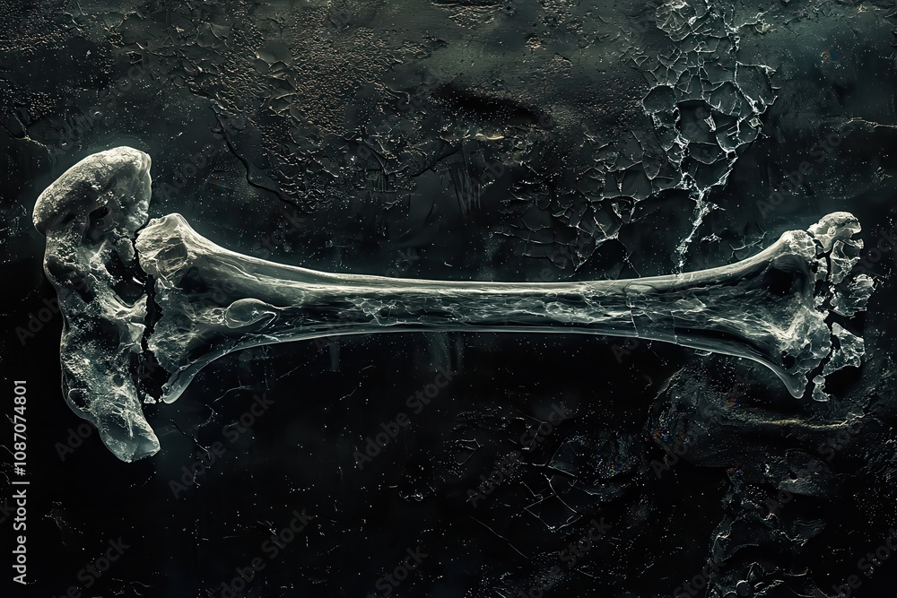 Poster transparent bone structure isolated on dark background illustrating human anatomy and biological fun