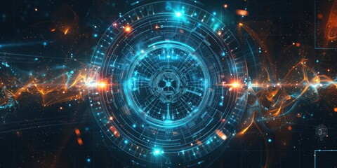 Abstract Digital Technology Interface with a Futuristic Glowing Design