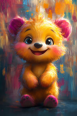 Obraz premium smiling bear, 2d vector art style,cartoon stylized, vibrant colors, 