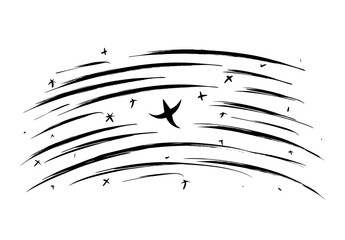 On a white background, an abstract painting of the flag of Libya has a textured paint brush texture