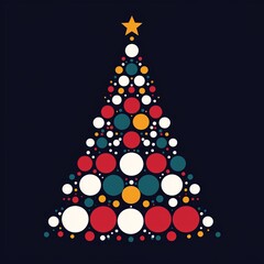 Abstract Christmas tree design with colorful circles.