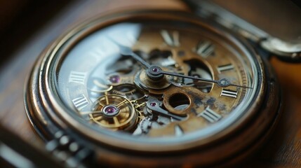 Nostalgic pocket watch, weathered timepiece with stopped hands, scratched glass, tarnished metal, evoking deep emotion and longing.