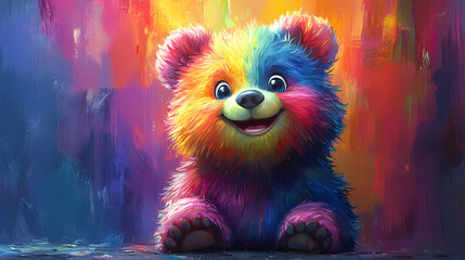 Naklejka premium smiling bear, 2d vector art style,cartoon stylized, vibrant colors, 