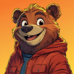 Obraz premium smiling bear, 2d vector art style,cartoon stylized, vibrant colors, 