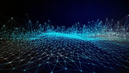 Arrière-plan style réseau digital avec lignes et points lumineux sur fond sombre pour un effet high-tech
