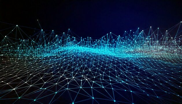 Arri&egrave;re-plan style r&eacute;seau digital avec lignes et points lumineux sur fond sombre pour un effet high-tech