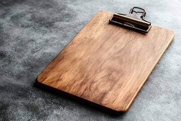 Fototapeta premium Wooden Clipboard on Dark Surface