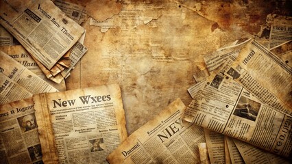 Obraz premium Vintage Craft Paper Texture Grunge Vignette of Old Newspaper Abstract Art Background Design with Copy Space for Text, Featuring Torn Page Sheet with Recycled Material