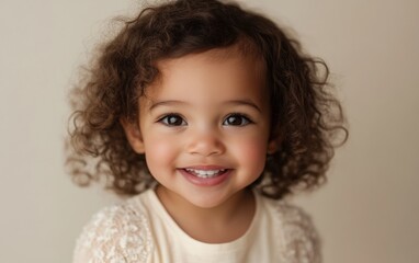 Naklejka premium happy toddler portrait on white background 