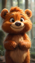 Obraz premium smiling bear, 2d vector art style,cartoon stylized, vibrant colors, 