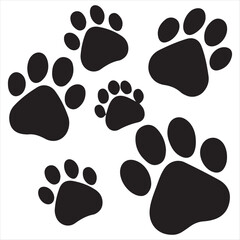 Fototapeta premium et of animal paw print. Paw prints, icon. Vector paw. Dog, puppy, cat, bear, wolf. Legs. Foot prints. Paw icon