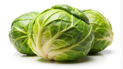 Fototapeta premium Fresh Green Brussels Sprouts Isolated on White Background