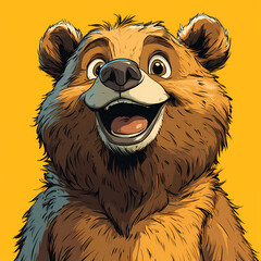 Fototapeta premium smiling bear, 2d vector art style,cartoon stylized, vibrant colors, 