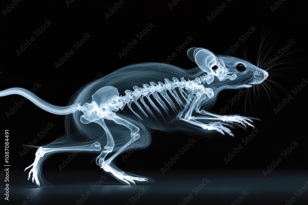 Aufkleber x-ray image of a mouse showcasing detailed skeletal structure and anatomy in high contrast with an a
