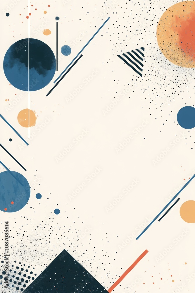 Aufkleber minimalist geometric vector design featuring blue shapes and lines on a white background, emphasizin