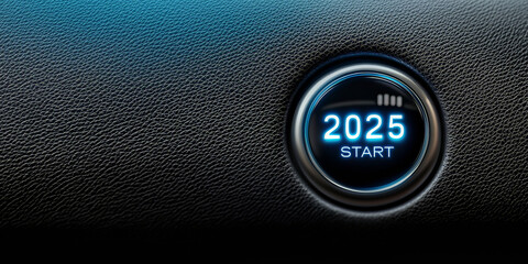 modern car dashboard start button highlighting futuristic concept of 2025 automotive innovation with sleek texture design
