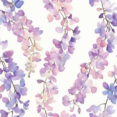 Fototapeta premium Springtime Wisteria Blossoms Watercolor Seamless Texture Design