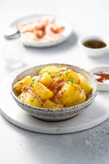 Homemade potato salad with red onion