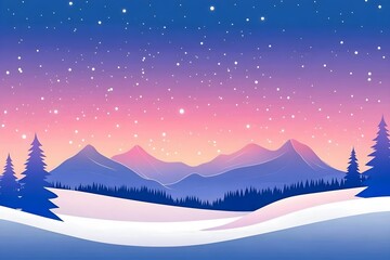 Fototapeta premium Beautiful landscape vector illustration of mountains, forests, fields and meadows. Stunning panoramic farm landscape with mountains in the background. Natural landscape