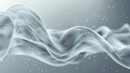 Abstract Silver Wave with Glimmering Particles