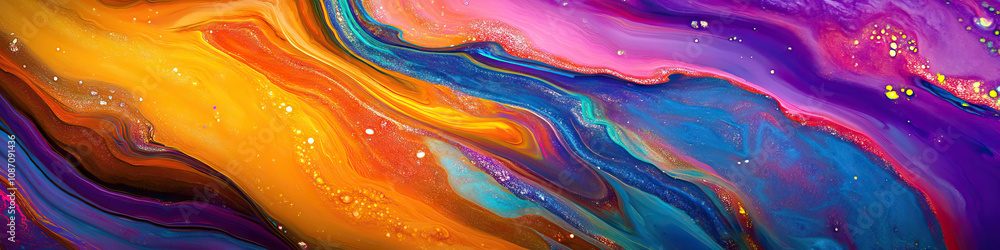 Poster abstract art in ascension: vibrant colors swirl and twist, creating a dynamic and mesmerizing textur
