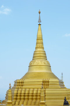 A white Buddhist temple in Nelligala Buddhist centre in Nelligala Kandy Sri Lanka